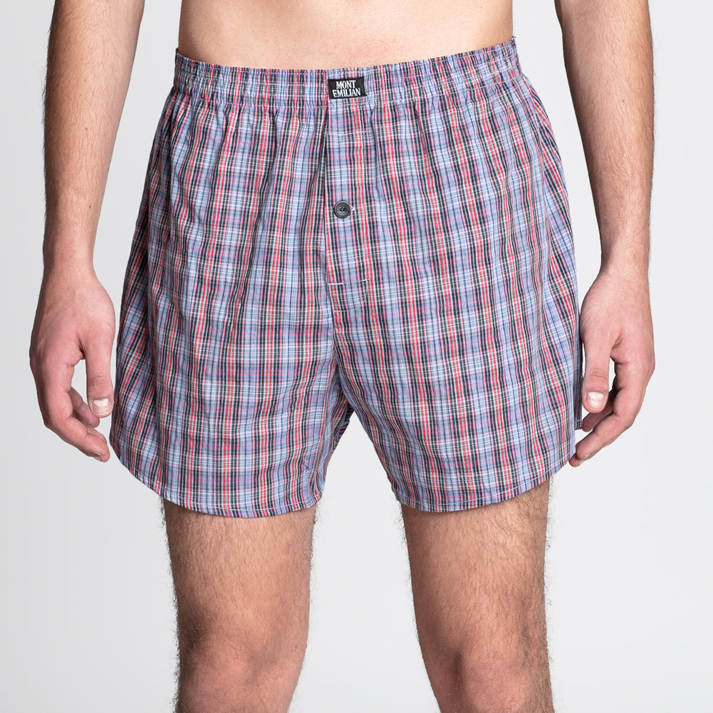 MONT EMILIAN "Nantes" heren American boxershorts 2-pack blauw/ruit