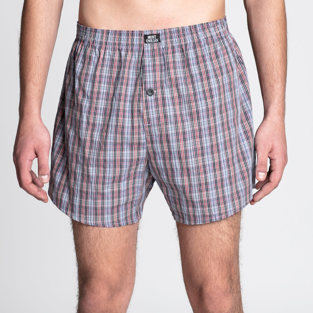 MONT EMILIAN "Nantes" heren American boxershorts 2-pack blauw/ruit