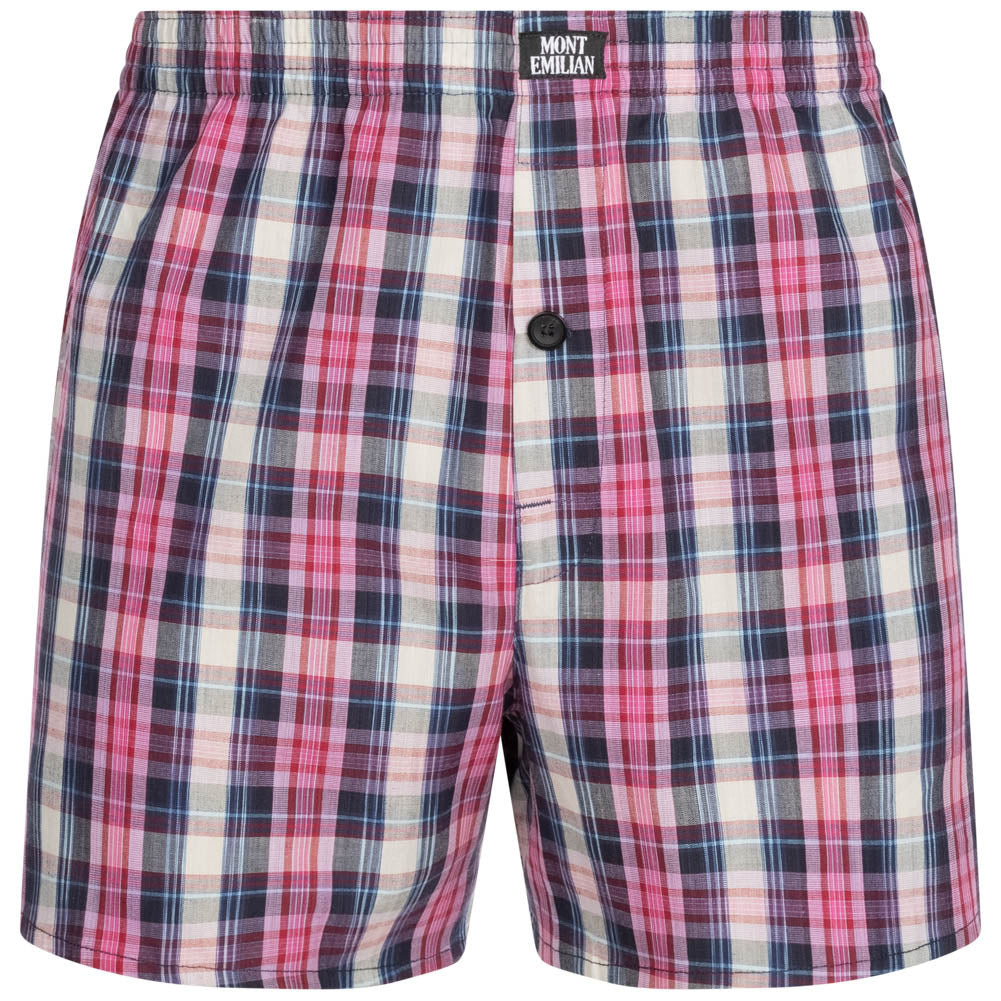 MONT EMILIAN "Nantes" heren boxershorts (2-pack) roze/ruit