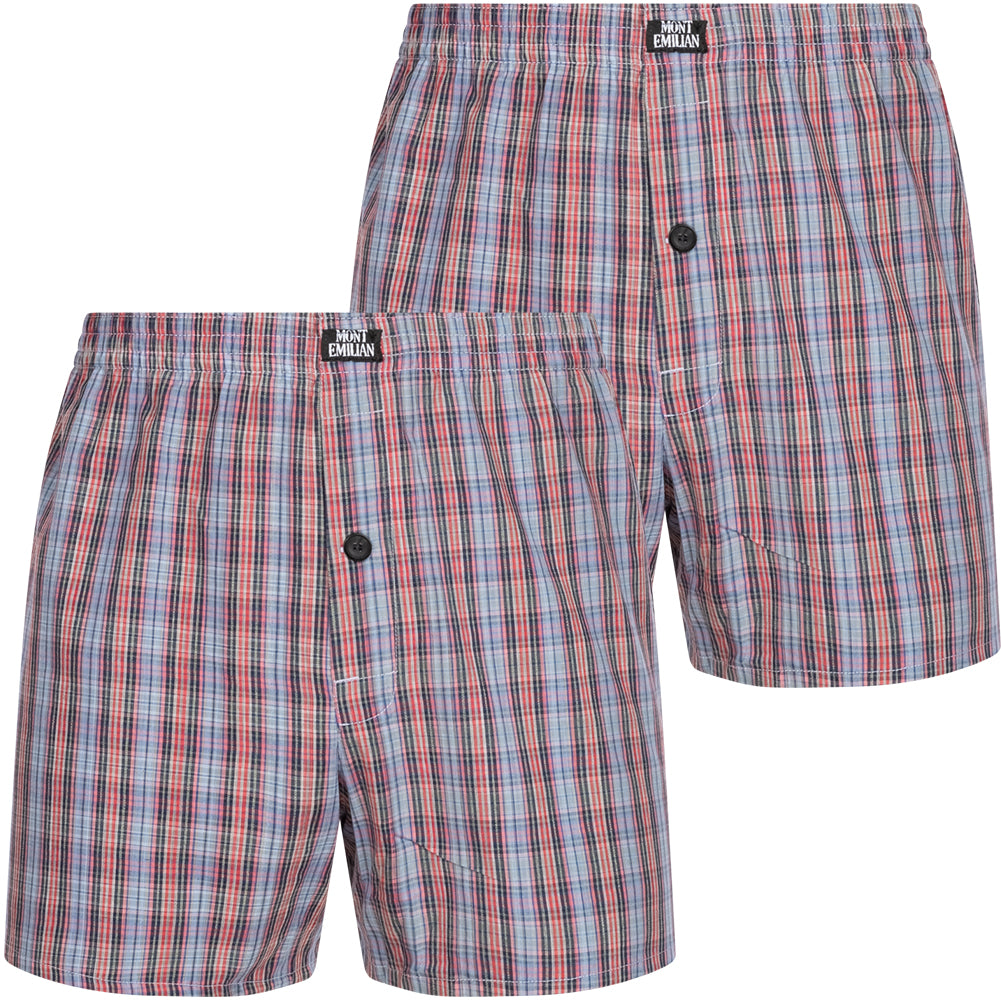 MONT EMILIAN "Nantes" heren American boxershorts 2-pack blauw/ruit