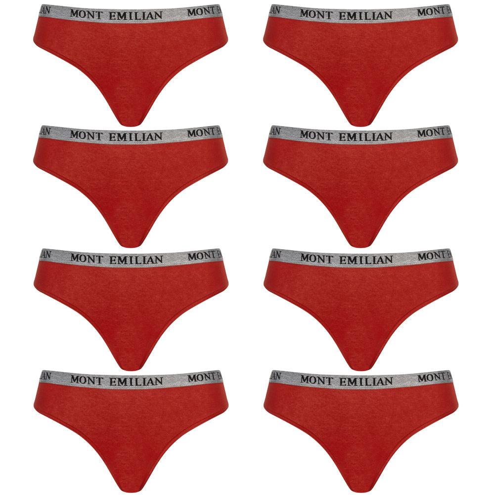 MONT EMILIAN "Colmar" dames string 8-pack rood