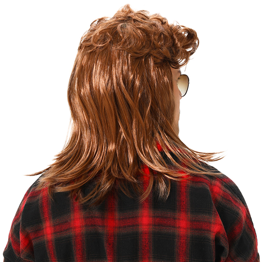 MAASKANTJE "Bami" Retro Mullet Vokuhila Pruik lichtbruin
