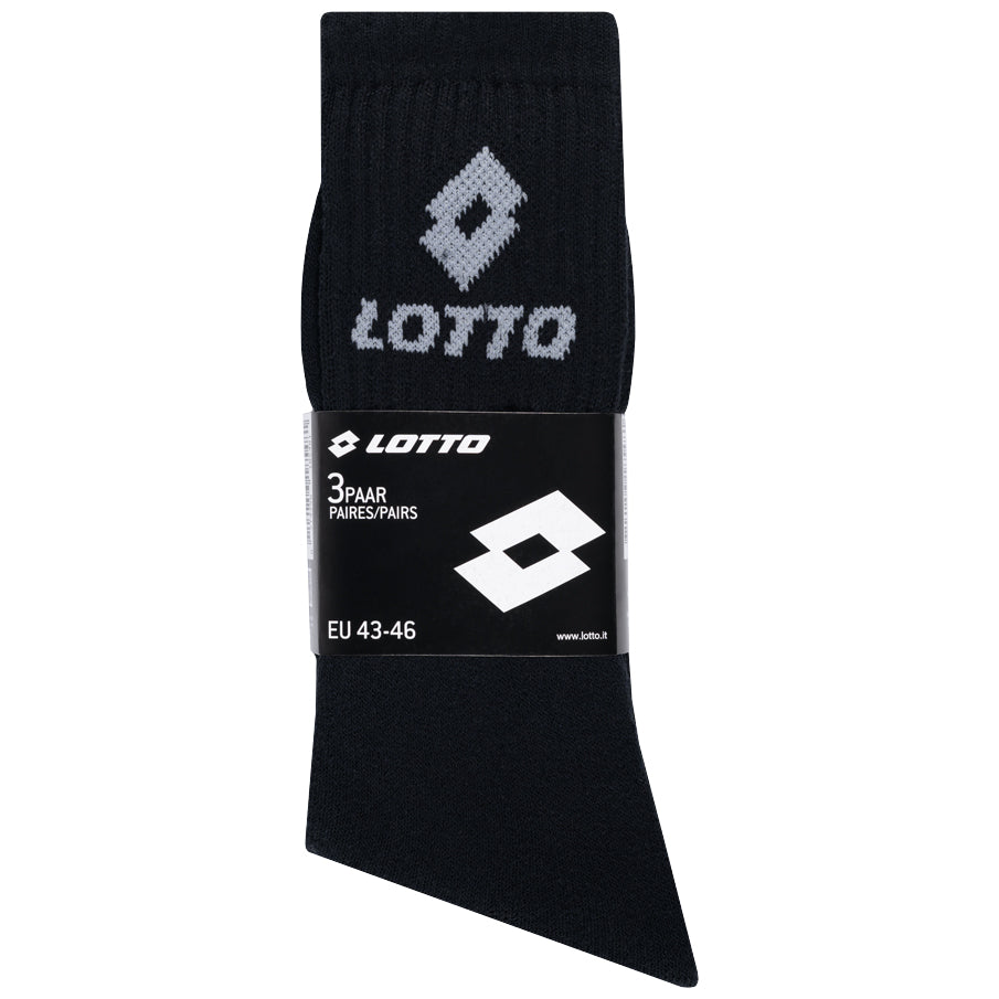 Lotto Sportsokken Unisex 3 paar zwart MSKZ10029-Black