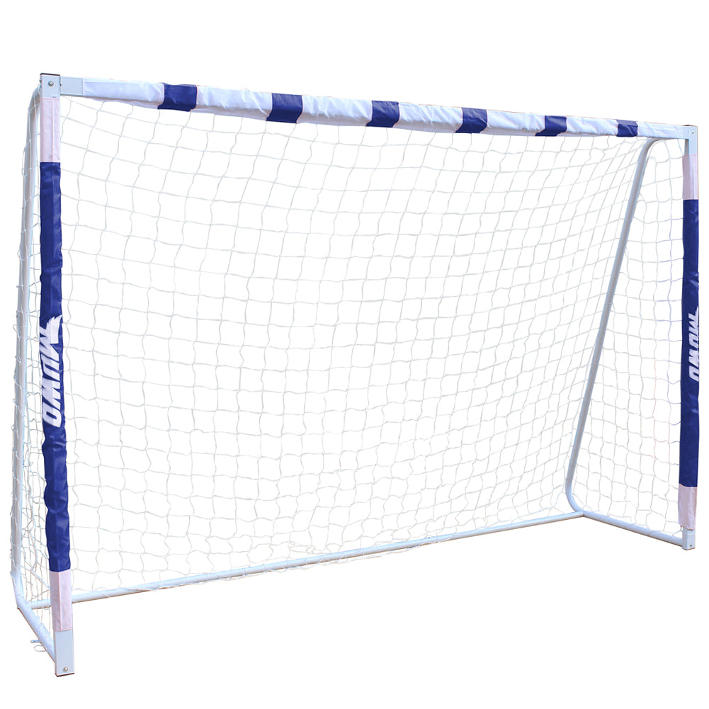 MUWO groot stalen voetbaldoel 3 x 2 m blauw/wit