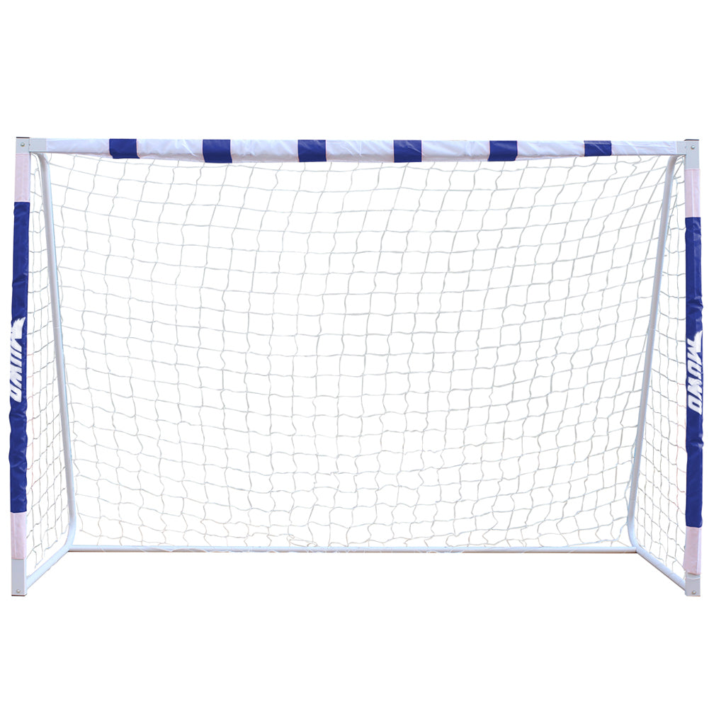MUWO groot stalen voetbaldoel 3 x 2 m blauw/wit