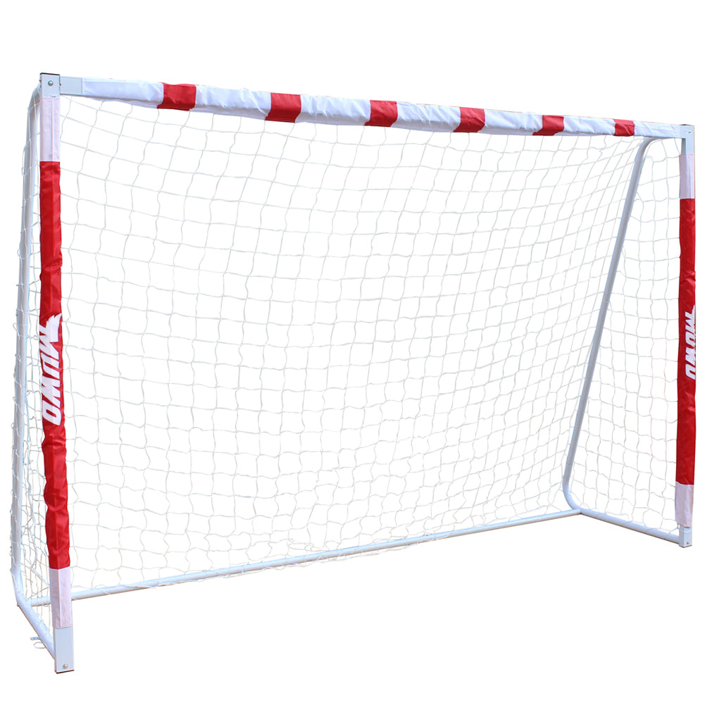 MUWO groot voetbaldoel van staal 3 x 2 m rood/wit