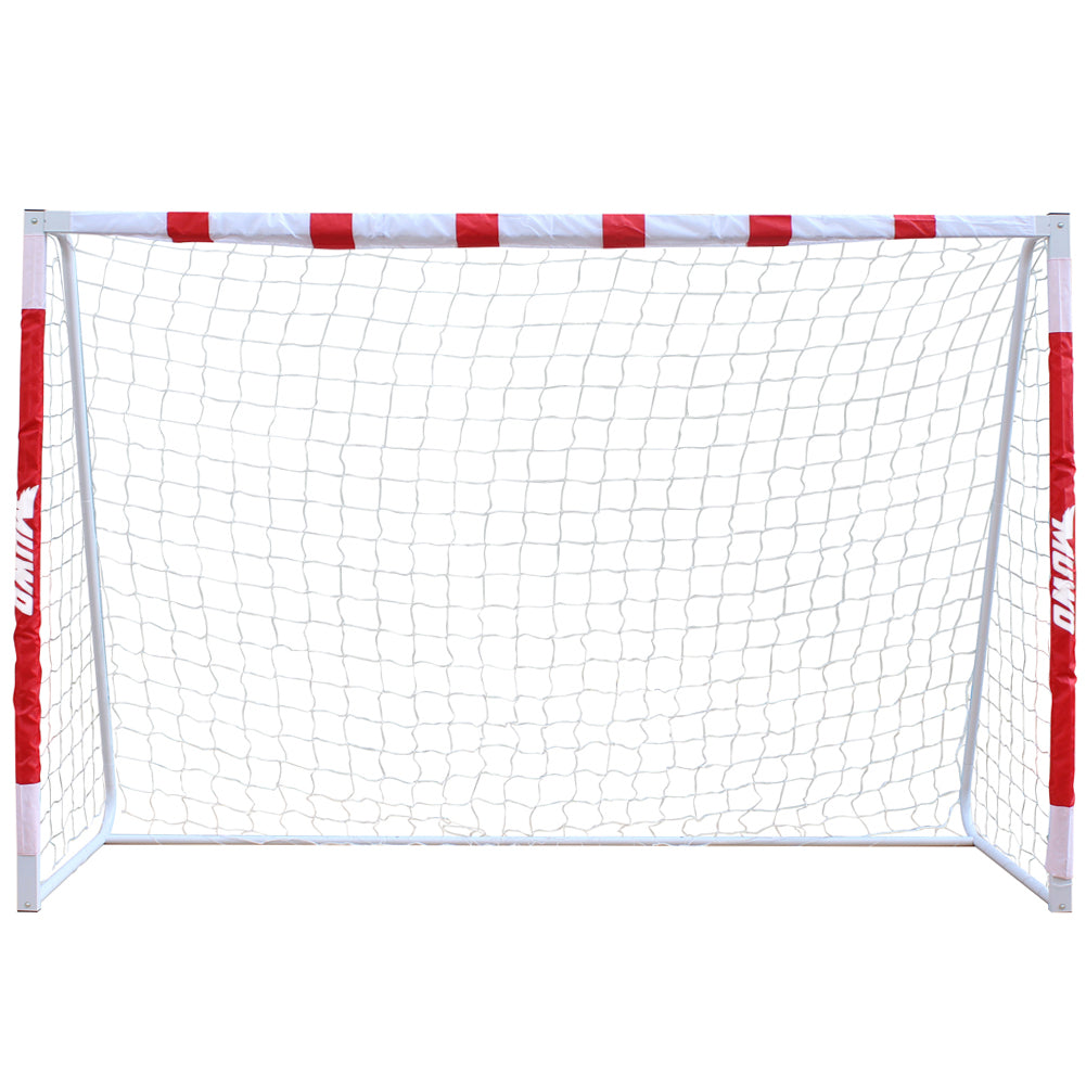 MUWO groot voetbaldoel van staal 3 x 2 m rood/wit
