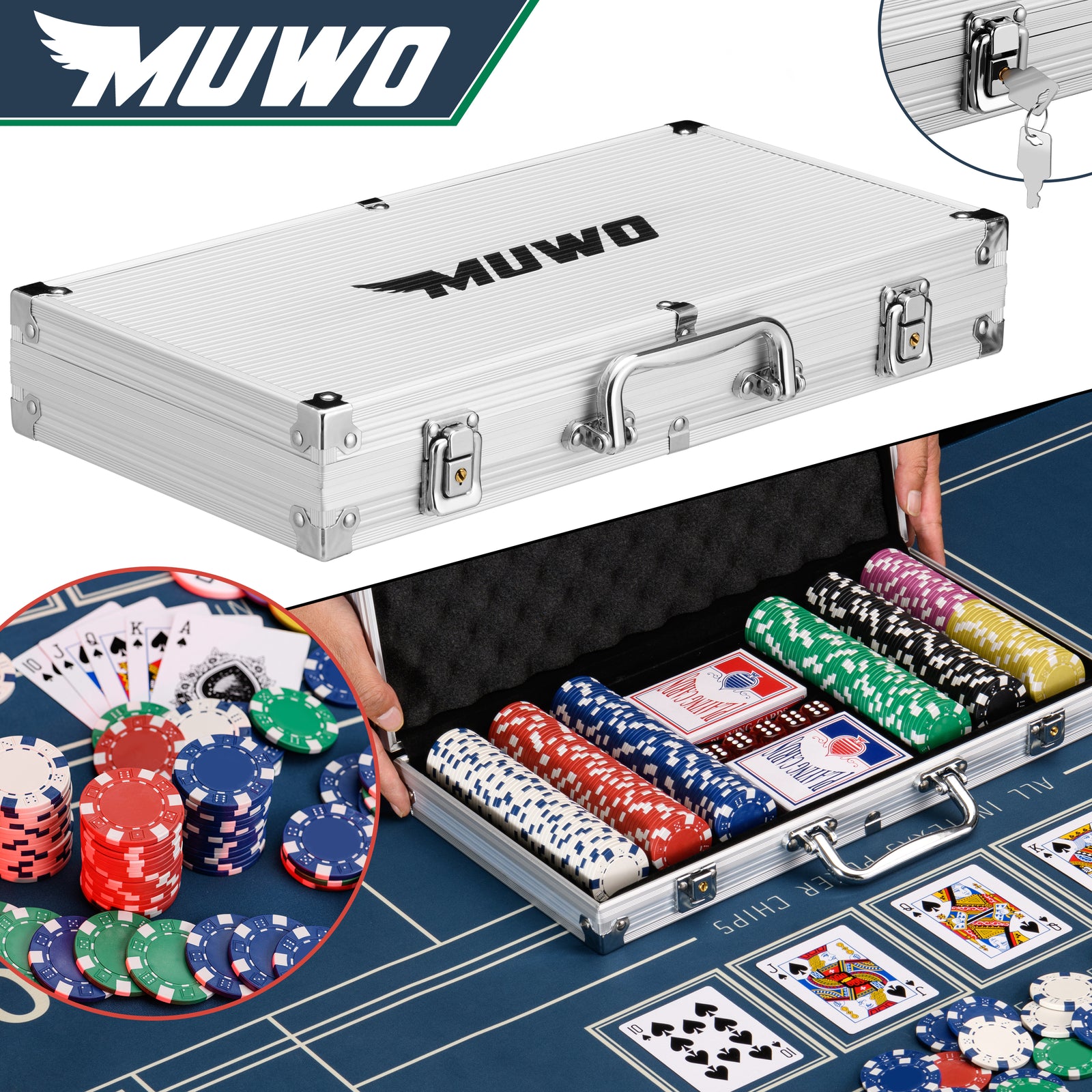 MUWO "All In" Pokerkoffer-set met 300 fiches