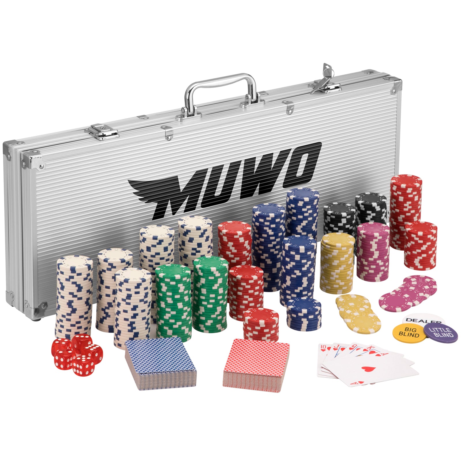 MUWO "All In" Pokerkoffer-set met 500 fiches