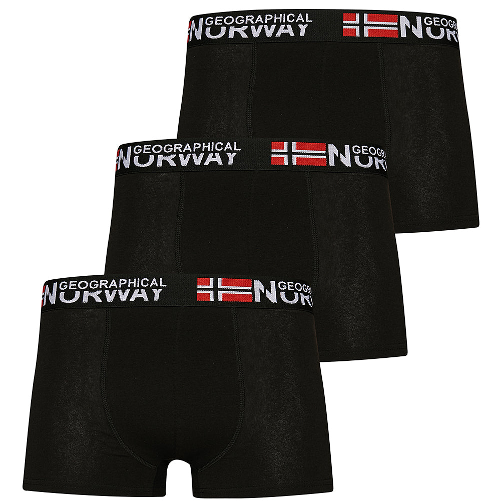 Geographical Norway Boxershorts voor heren 3-pack zwart Pack-3-Black