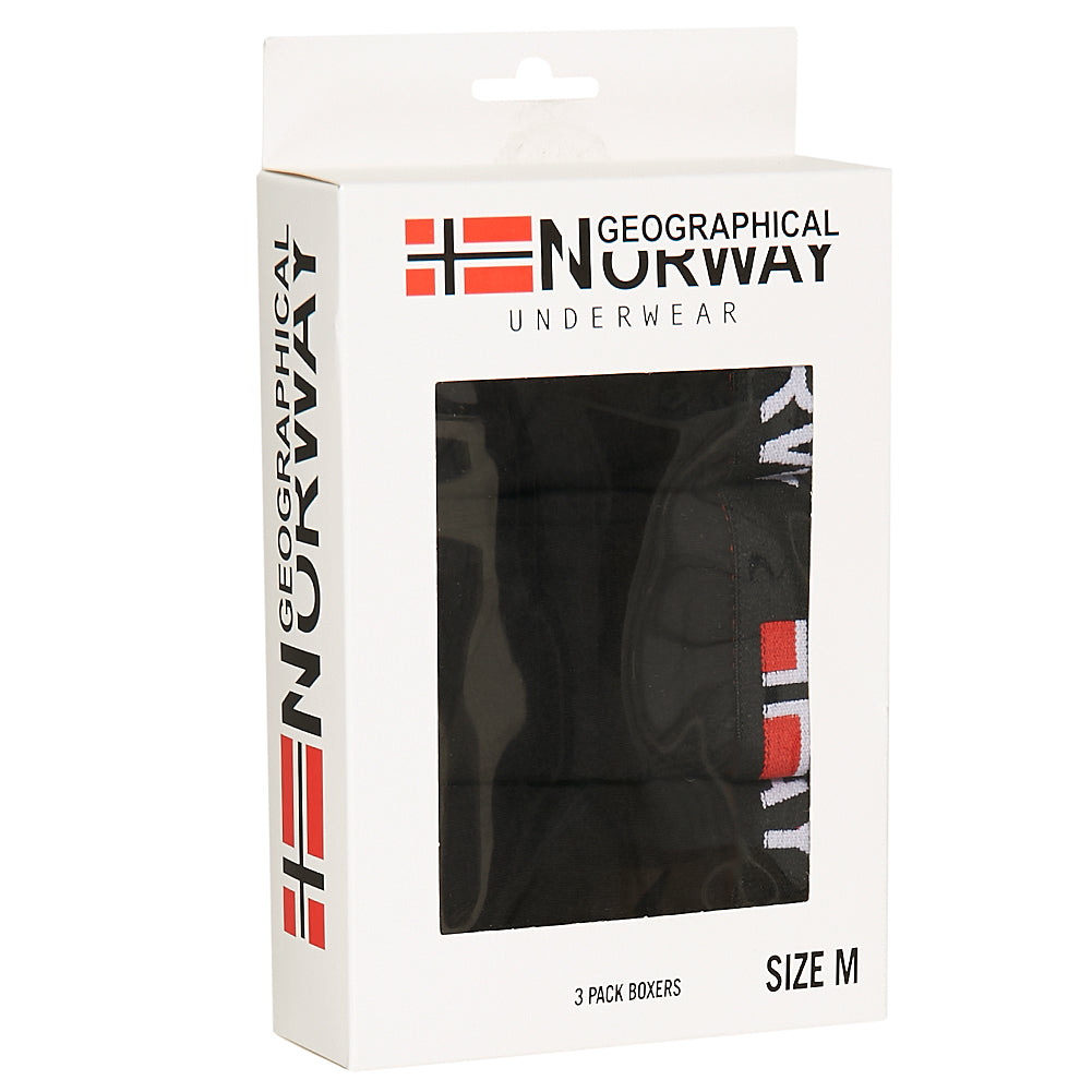 Geographical Norway Boxershorts voor heren 3-pack zwart Pack-3-Black
