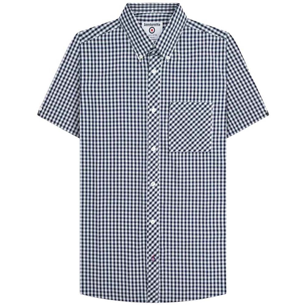 Lambretta Gingham heren overhemd met korte mouwen RWIS1455-NVY