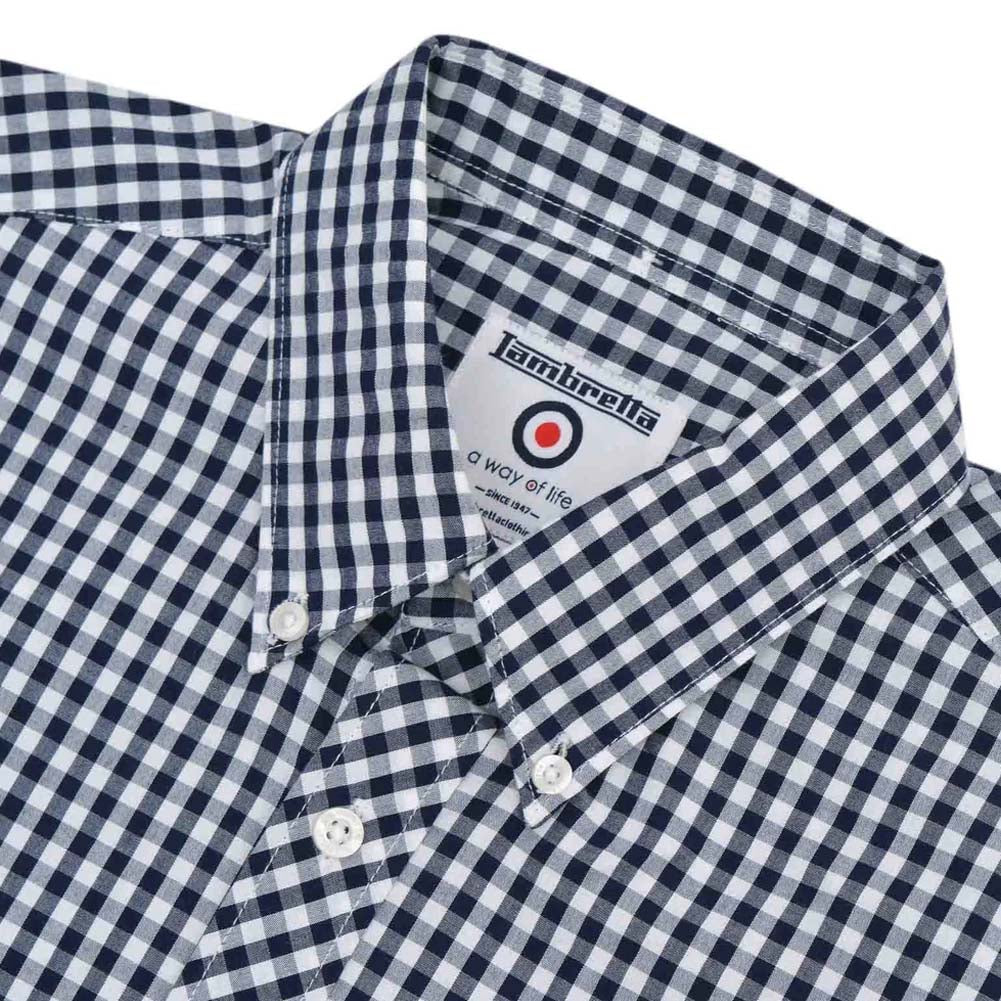 Lambretta Gingham heren overhemd met korte mouwen RWIS1455-NVY