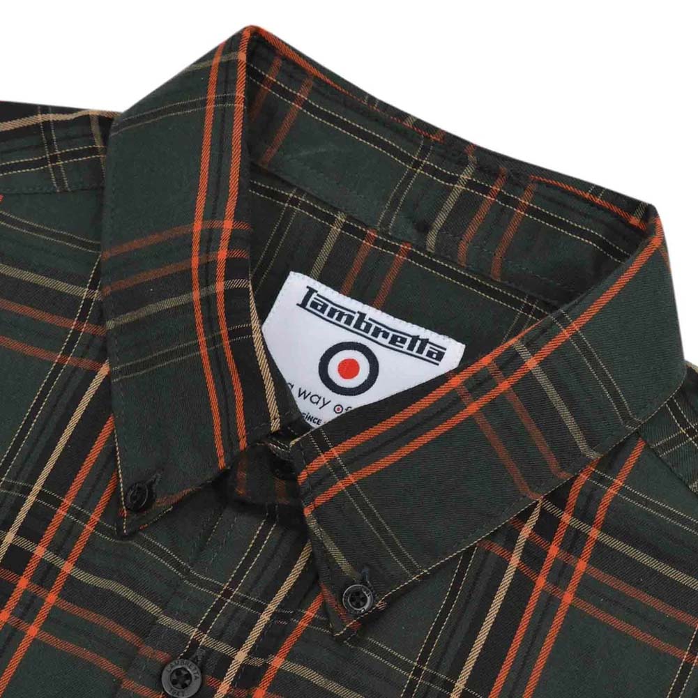 Lambretta Geruit Herenoverhemd Korte Mouw RWIS1457-KHAKI