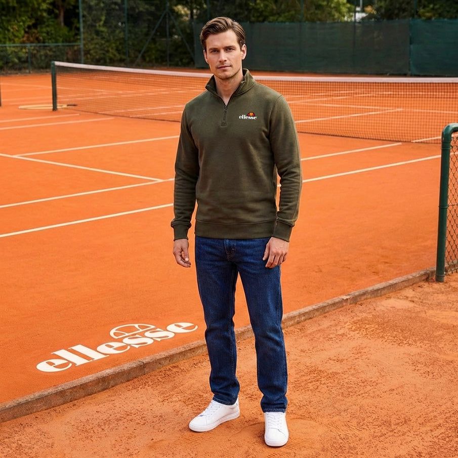 ellesse Benevento Heren 1/4-Zip Sweatshirt SOP23856-Khaki