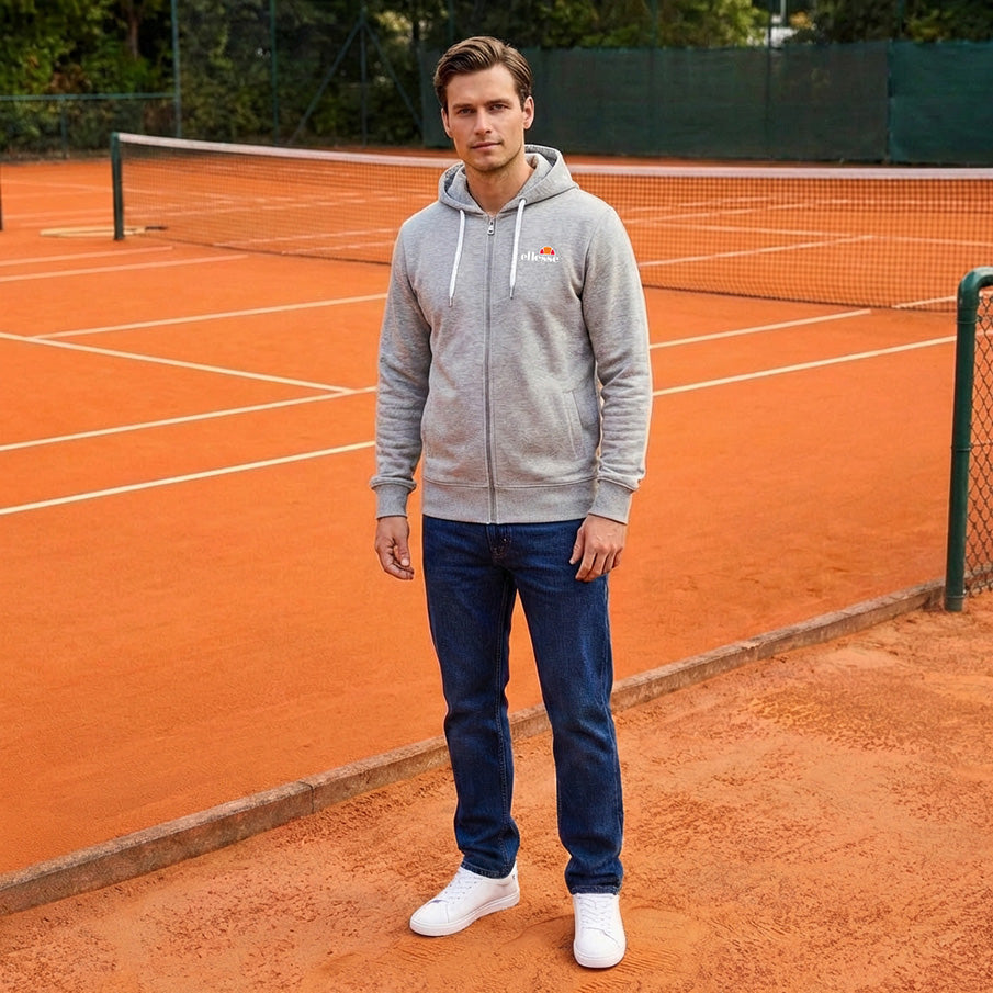ellesse Klemerio Full Zip Hooded Sweatshirt voor heren SOP23857-Lt Grey Marl