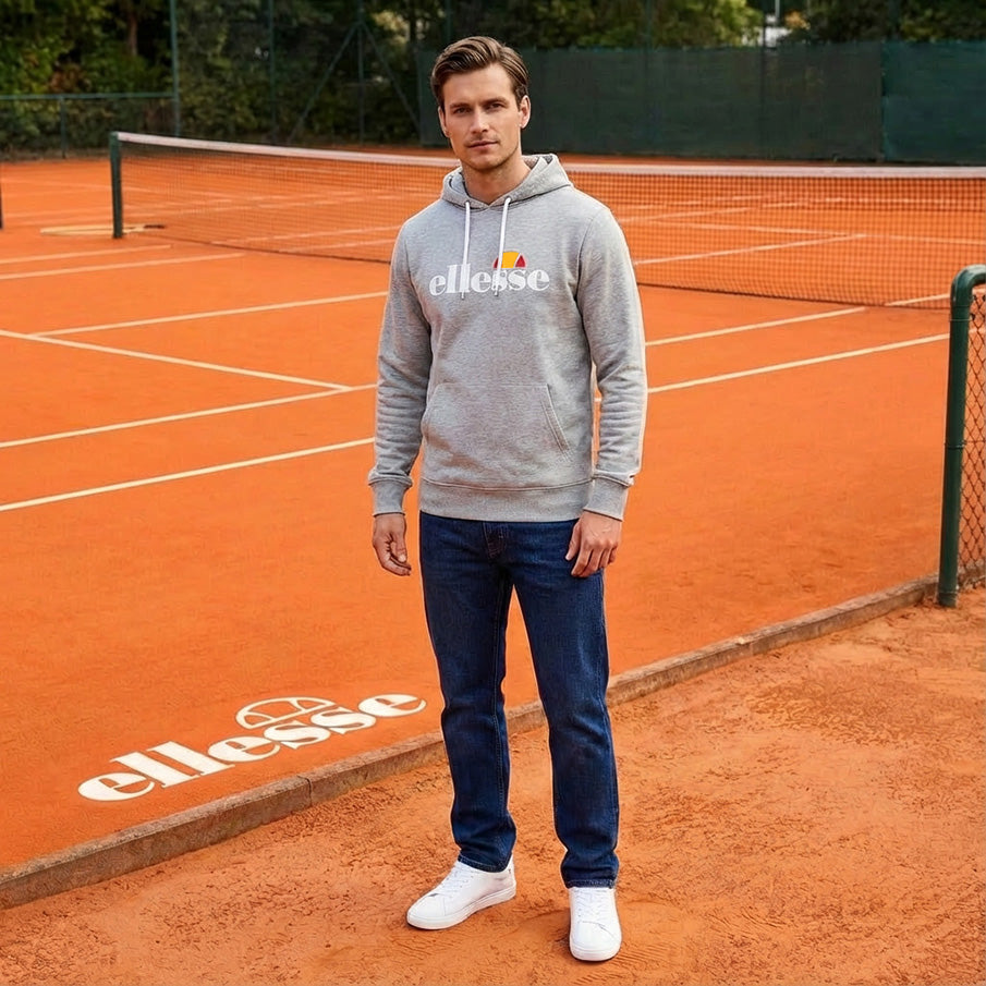 ellesse Monesiglio Hoody Heren Capuchon Sweatshirt SOP23865-Lt Grey Marl