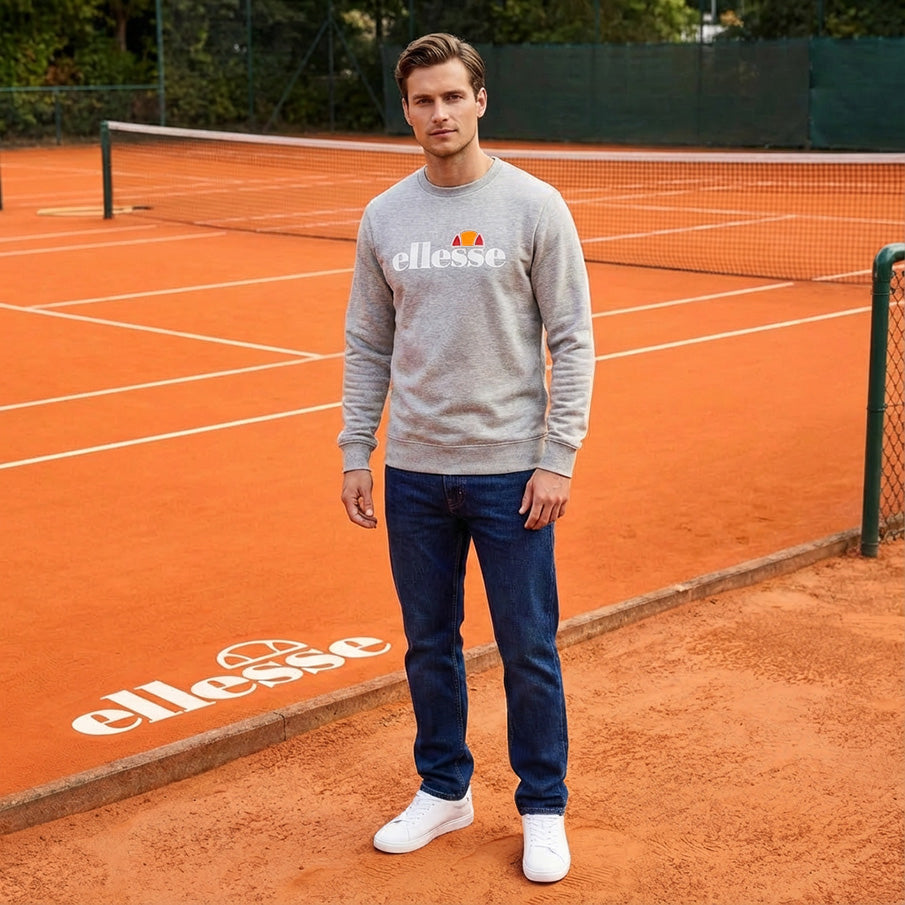 ellesse Kanya Crew Heren Sweatshirt SOP24044-Lt Grey Marl