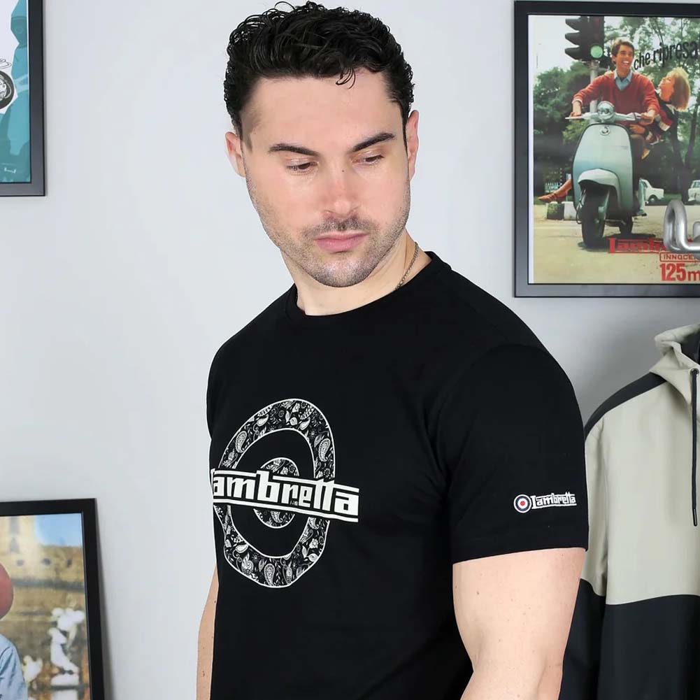 Lambretta Paisley Target Tee Heren T-shirt SS1011-BLK