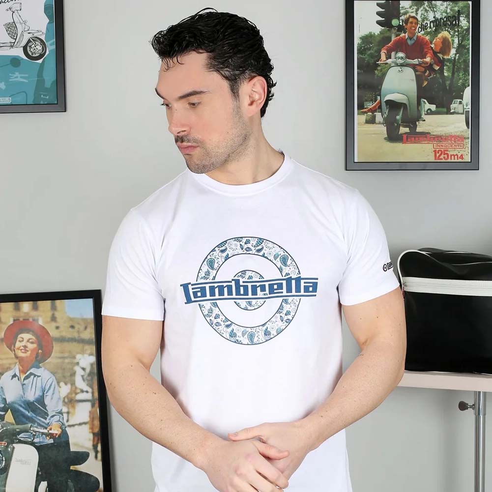 Lambretta Paisley Target T-shirt Heren SS1011-WHITE