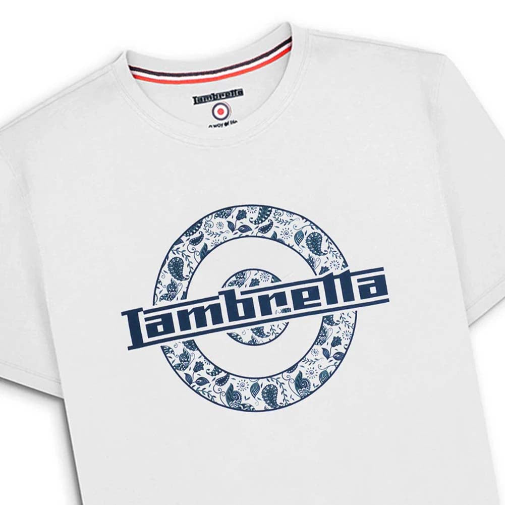 Lambretta Paisley Target T-shirt Heren SS1011-WHITE