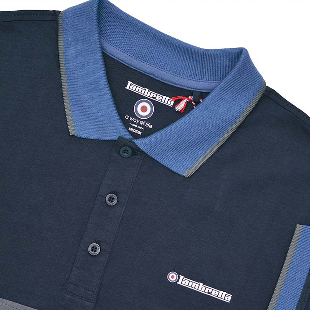 Lambretta Contrast Panel heren poloshirt SS1219-NAVY