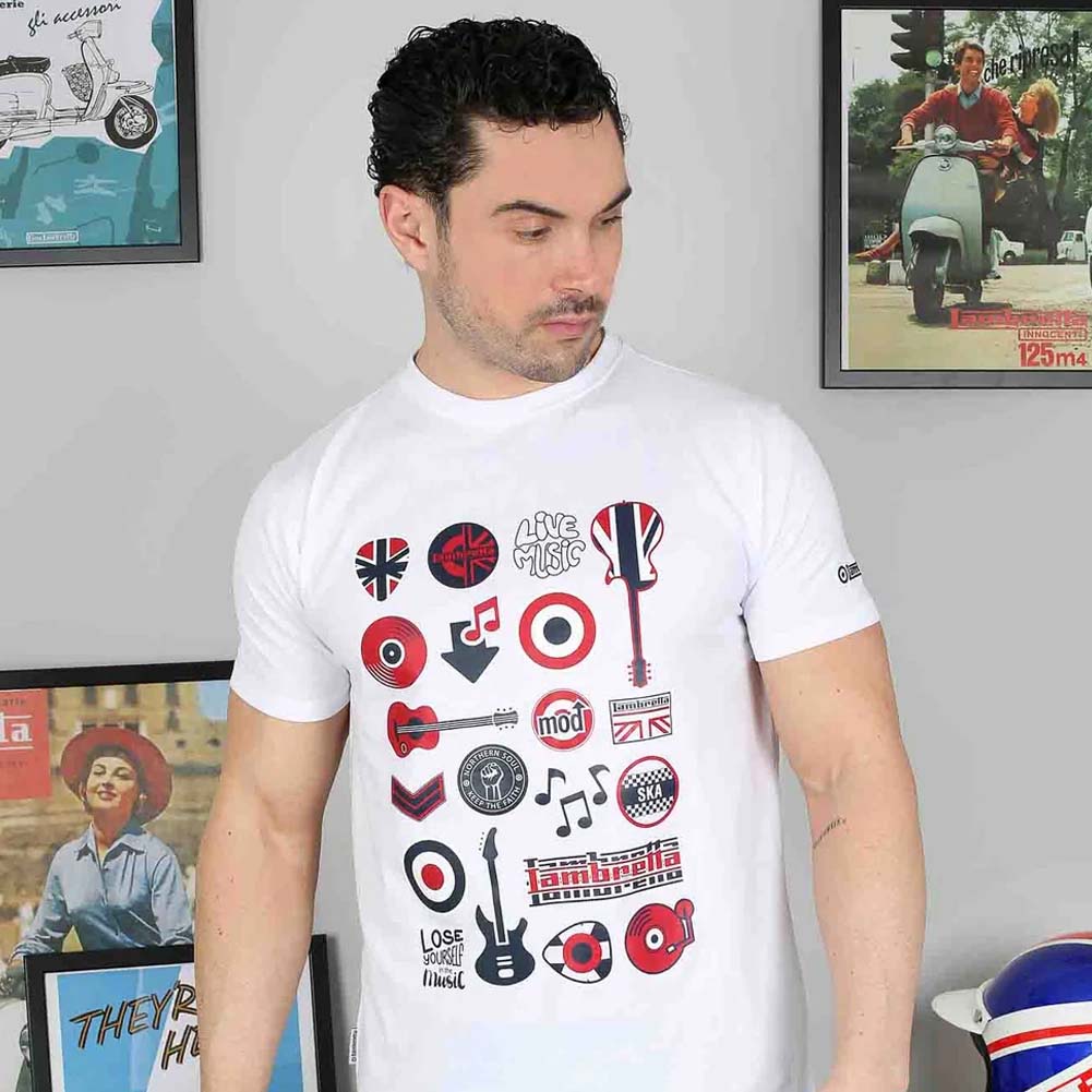 Lambretta Music Icon Tee Heren T-shirt SS1526-WHITE