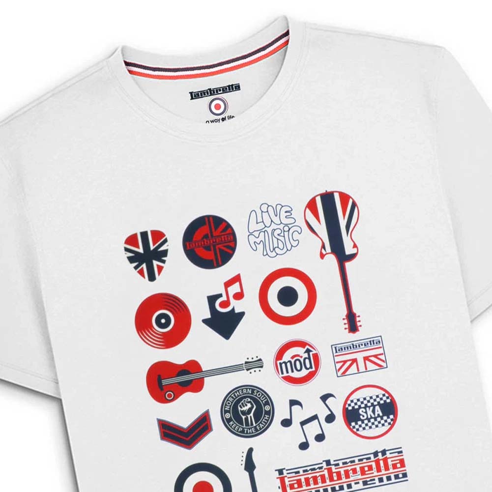 Lambretta Music Icon Tee Heren T-shirt SS1526-WHITE