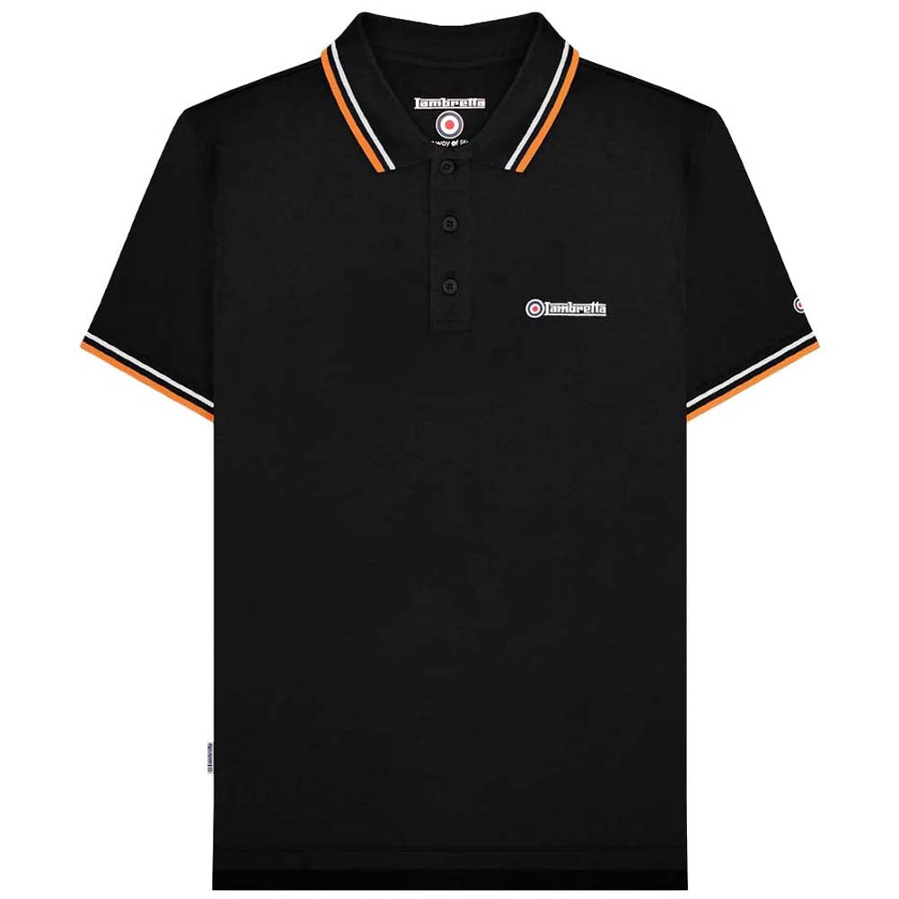 Lambretta Twin Tipped Heren Polo-shirt SS1608-Black-Wht-Marm
