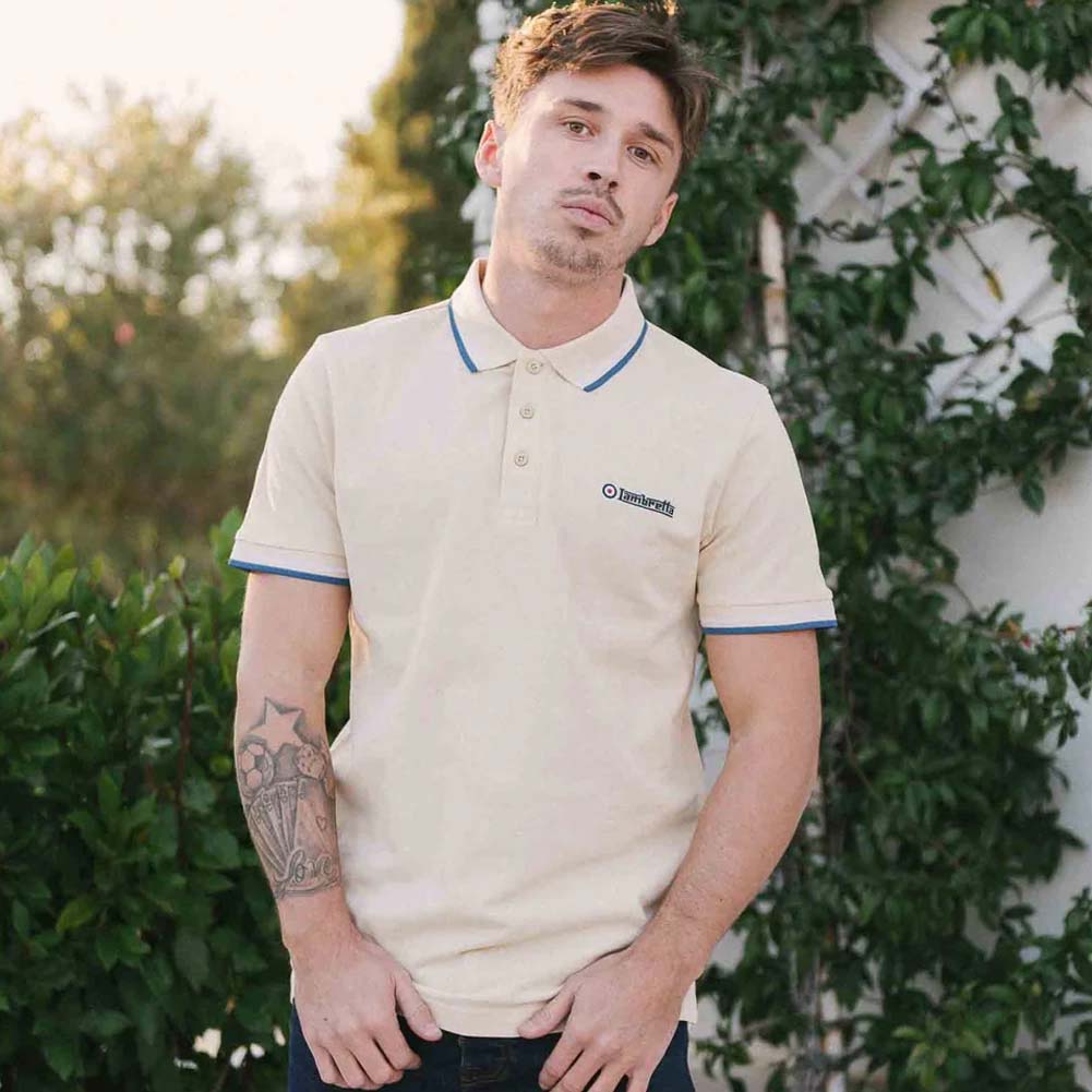 Lambretta Twin Tipped Heren Poloshirt SS1608-TOFU