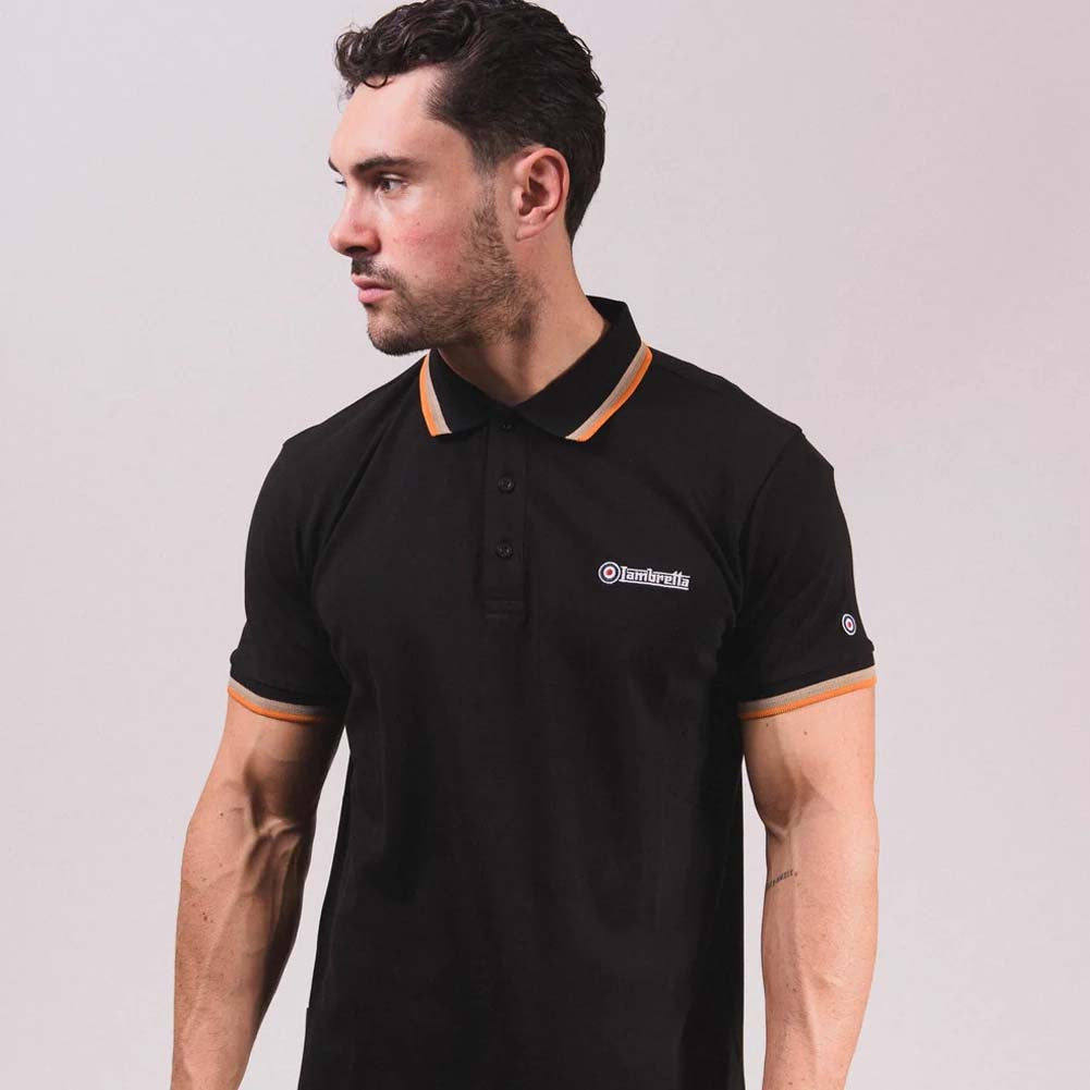 Lambretta Triple Tipped Poloshirt voor heren SS1650-BLK-S-C-O