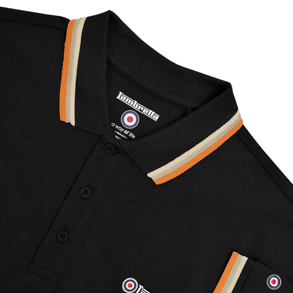 Lambretta Triple Tipped Poloshirt voor heren SS1650-BLK-S-C-O