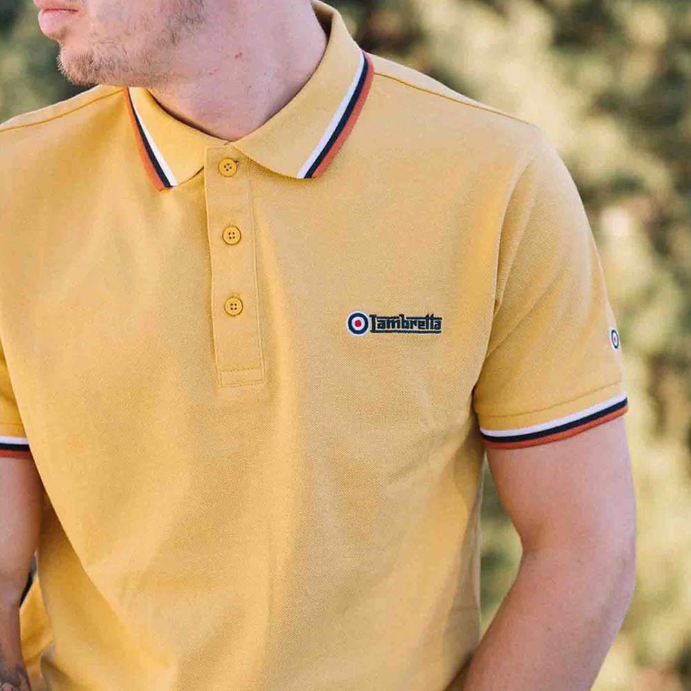 Lambretta Triple Tipped Poloshirt voor heren SS1650-GOLD-W-N-C