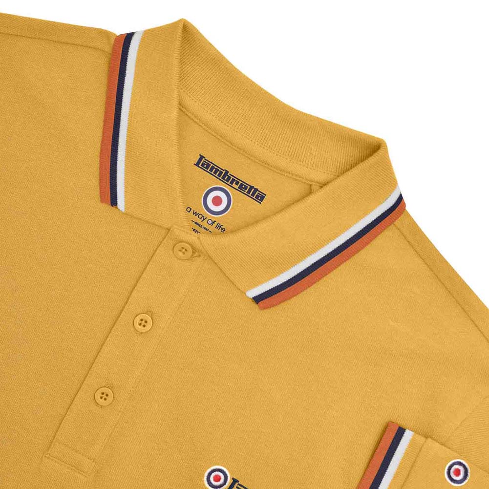 Lambretta Triple Tipped Poloshirt voor heren SS1650-GOLD-W-N-C