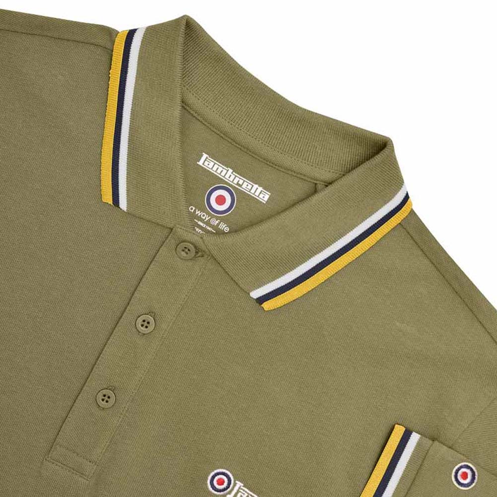 Lambretta Triple Tipped Poloshirt voor heren SS1650-KHAKI-W-N-G