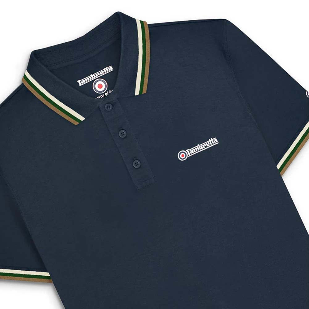 Lambretta Triple Tipped Poloshirt voor heren SS1650-NVY-T-G-C