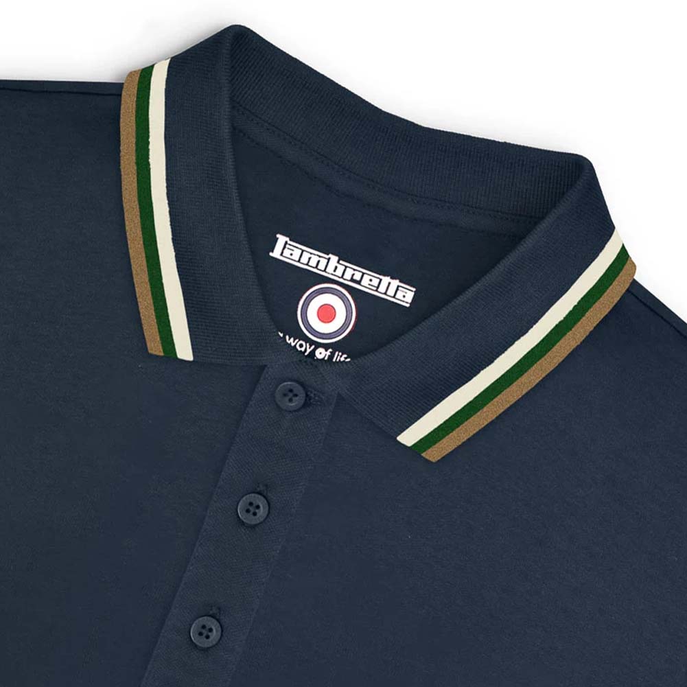 Lambretta Triple Tipped Poloshirt voor heren SS1650-NVY-T-G-C