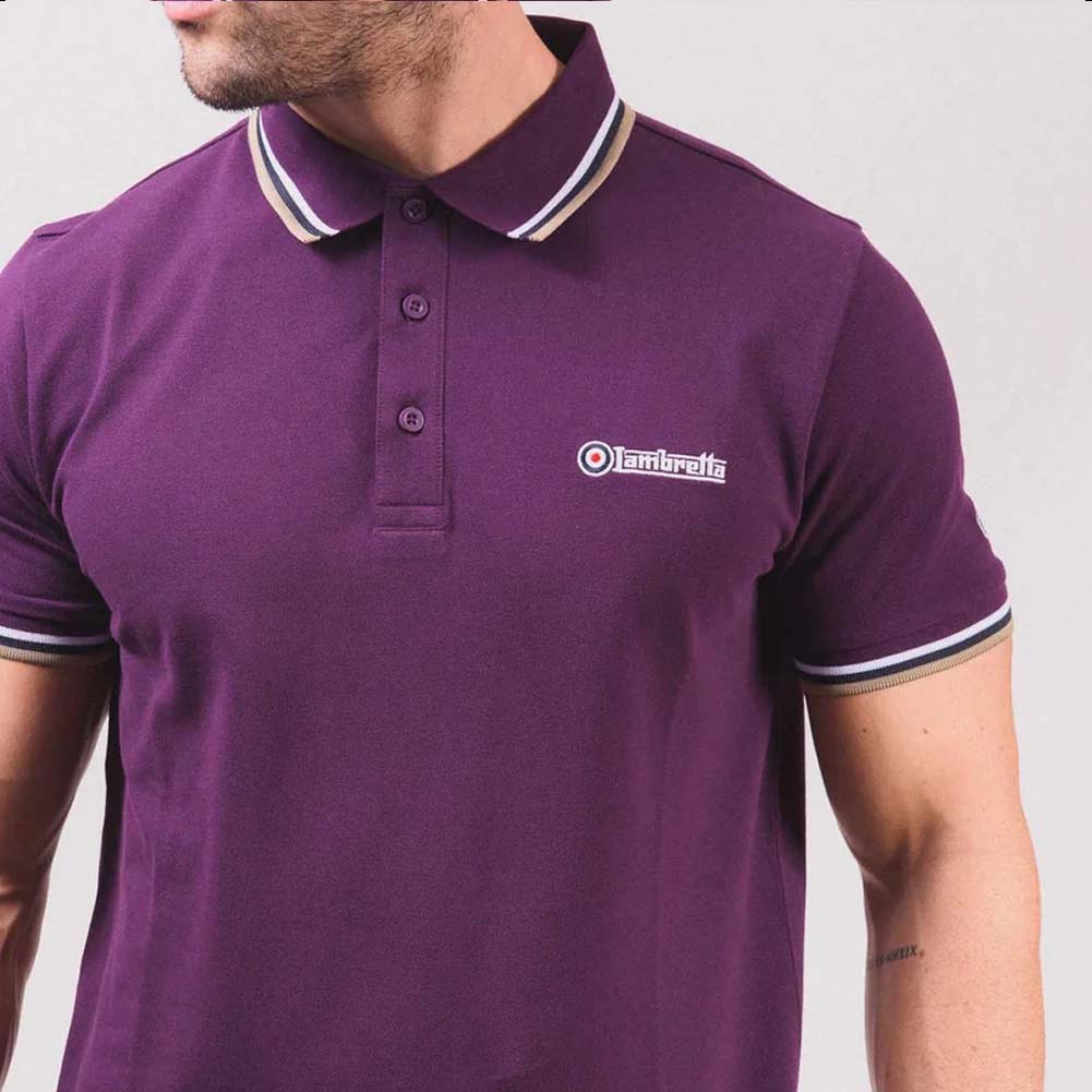 Lambretta Triple Tipped Poloshirt voor heren SS1650-WB-WHT-NVY-C