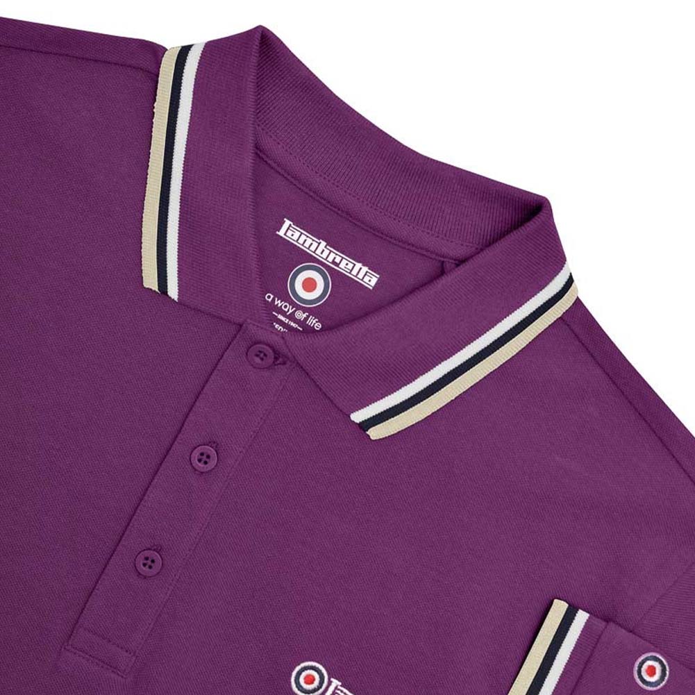 Lambretta Triple Tipped Poloshirt voor heren SS1650-WB-WHT-NVY-C