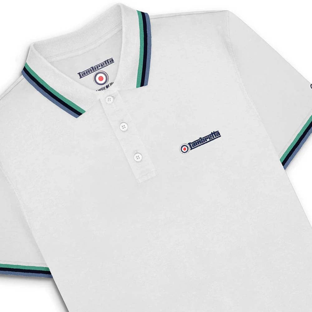 Lambretta Triple Tipped Poloshirt voor heren SS1650-WHT-C-N-S