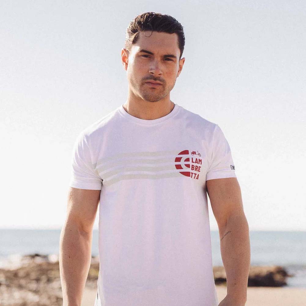 Lambretta Scooter Stripe Tee Heren T-shirt SS4005-WHT
