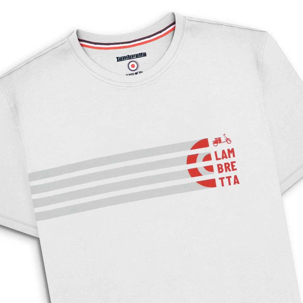 Lambretta Scooter Stripe Tee Heren T-shirt SS4005-WHT