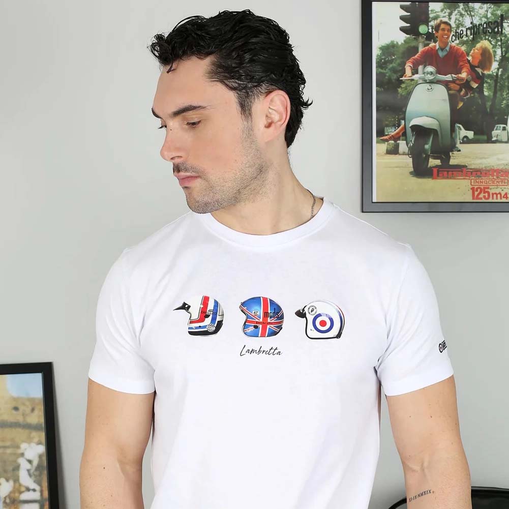 Lambretta Helm T-shirt voor Heren SS4007-WHITE