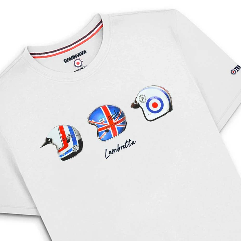 Lambretta Helm T-shirt voor Heren SS4007-WHITE