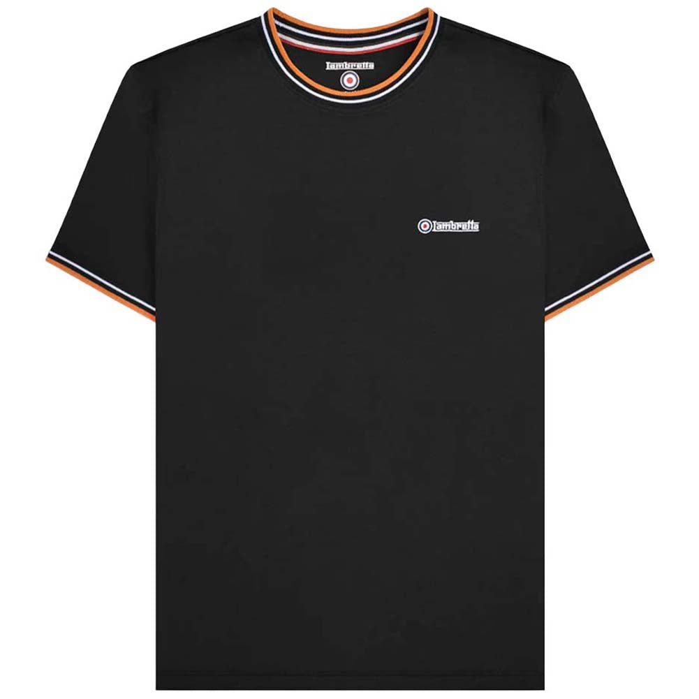 Lambretta Twin Tipped Pique Heren T-Shirt SS4008-BLK-wht-orange
