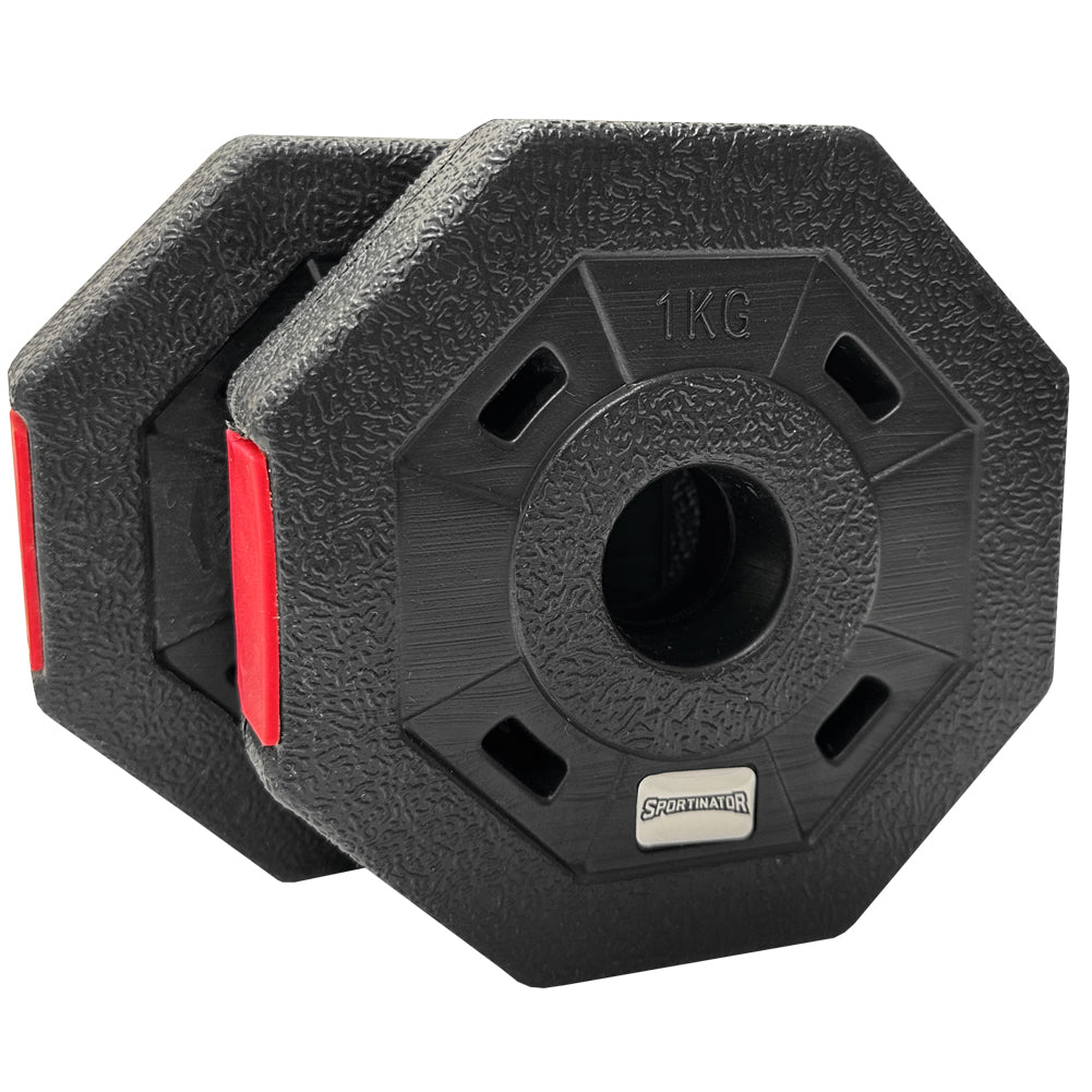 SPORTINATOR 1 kg Bumper Plates Fitness halterschijven set van 2