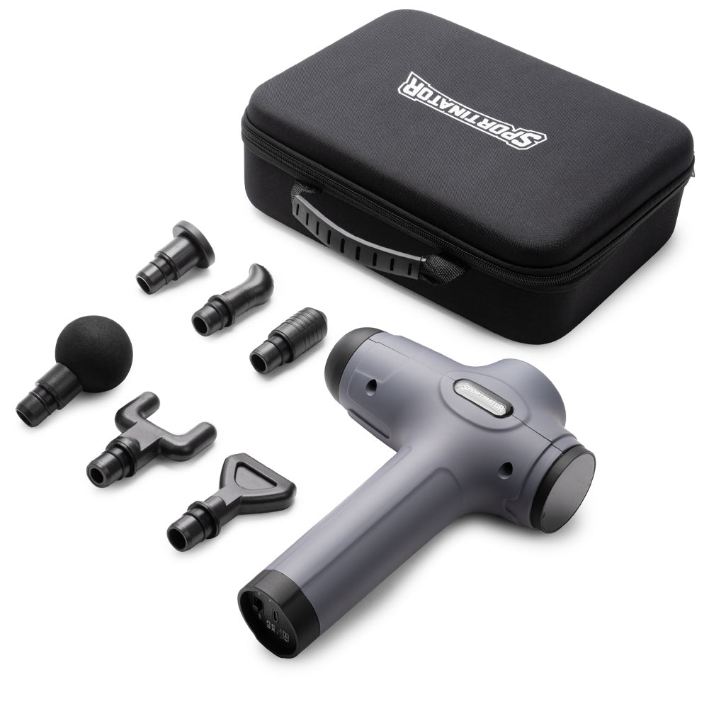 SPORTINATOR "Level Up" Massagepistool incl. accessoires grijs