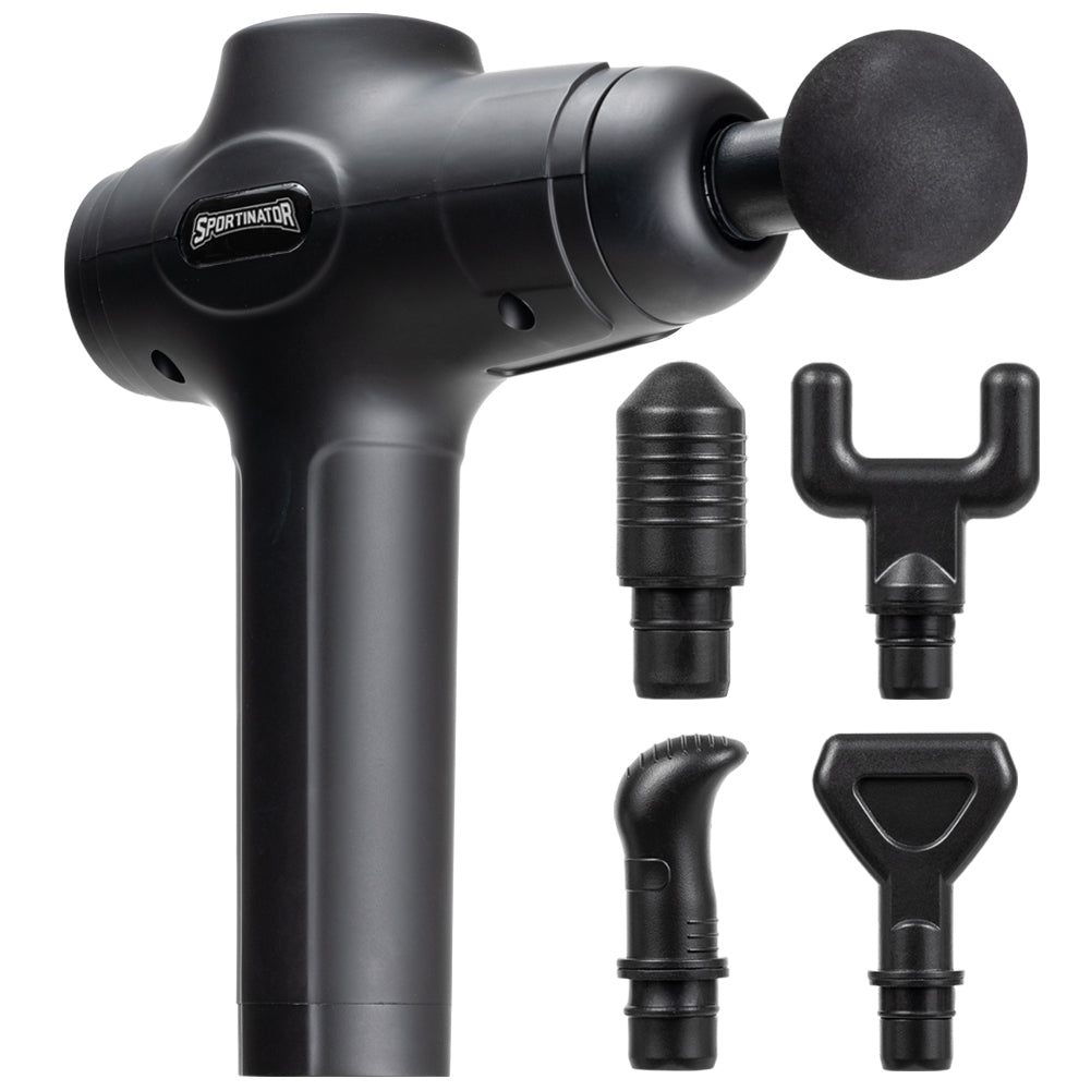 SPORTINATOR "Level Up" Massagepistool incl. accessoires zwart