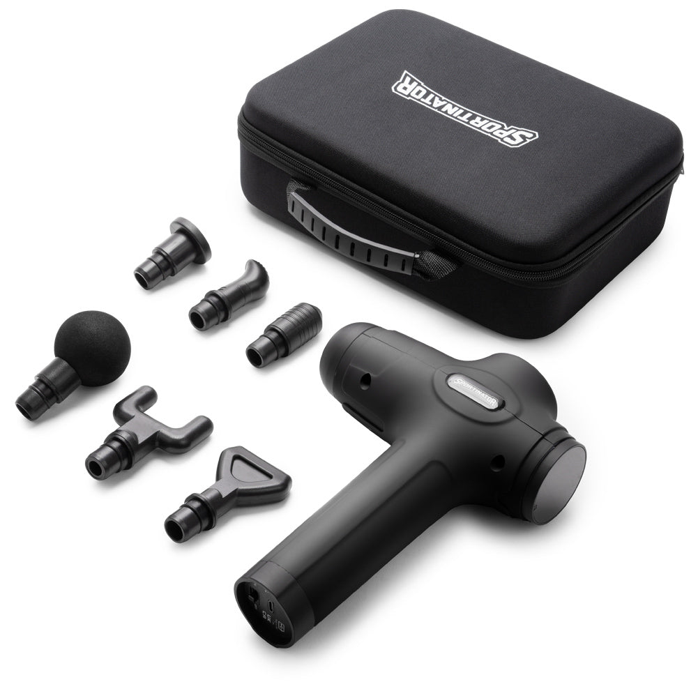 SPORTINATOR "Level Up" Massagepistool incl. accessoires zwart