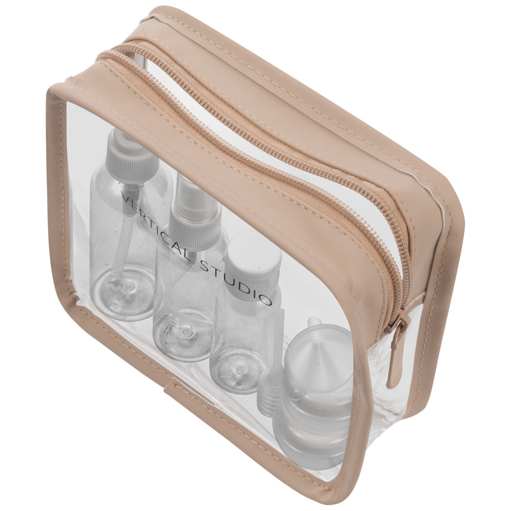VERTICAL STUDIO "Terråk" toilettas met reisflessen beige